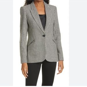 L'agence Candra Zip Pocket Houndstooth Check Blazer In Black/ Ivory